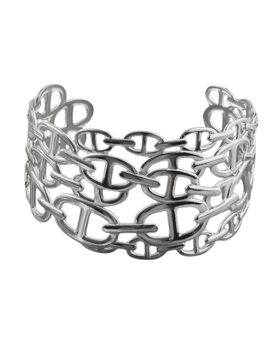 Austin Blaze wide link cuff bracelet in silver with oversized chain link design