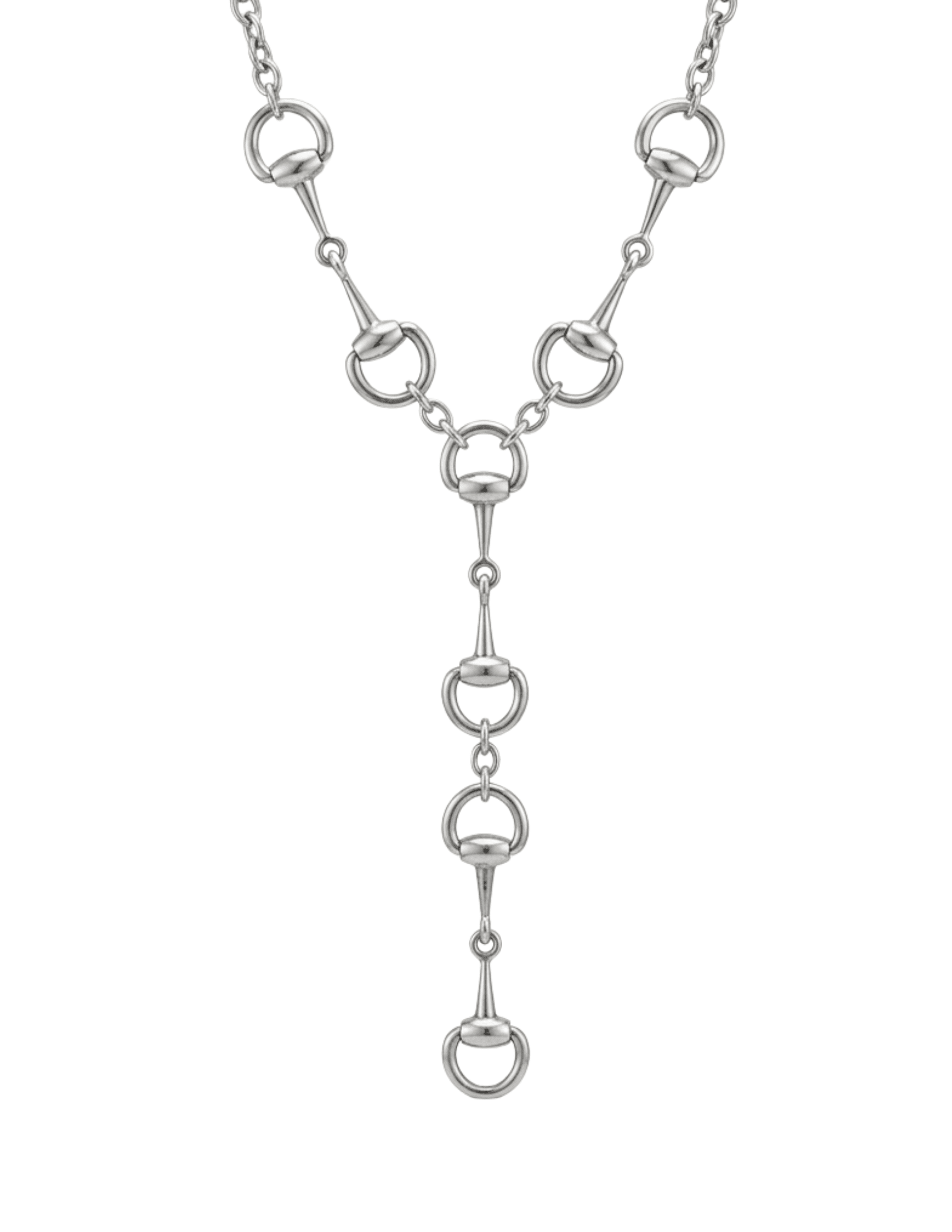 Shop the Austin Blaze Zora Horse Bit Lariat Necklace in Silver closeup