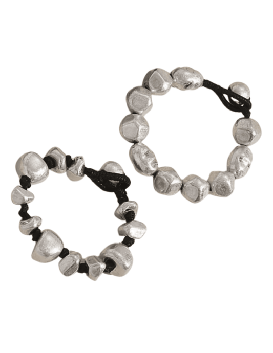 Austin Blaze Zya chunky beaded bracelet pair in black and silver
