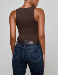 Back view of L'AGENCE Adira Scoop Neck Tank in Coffee Bean
