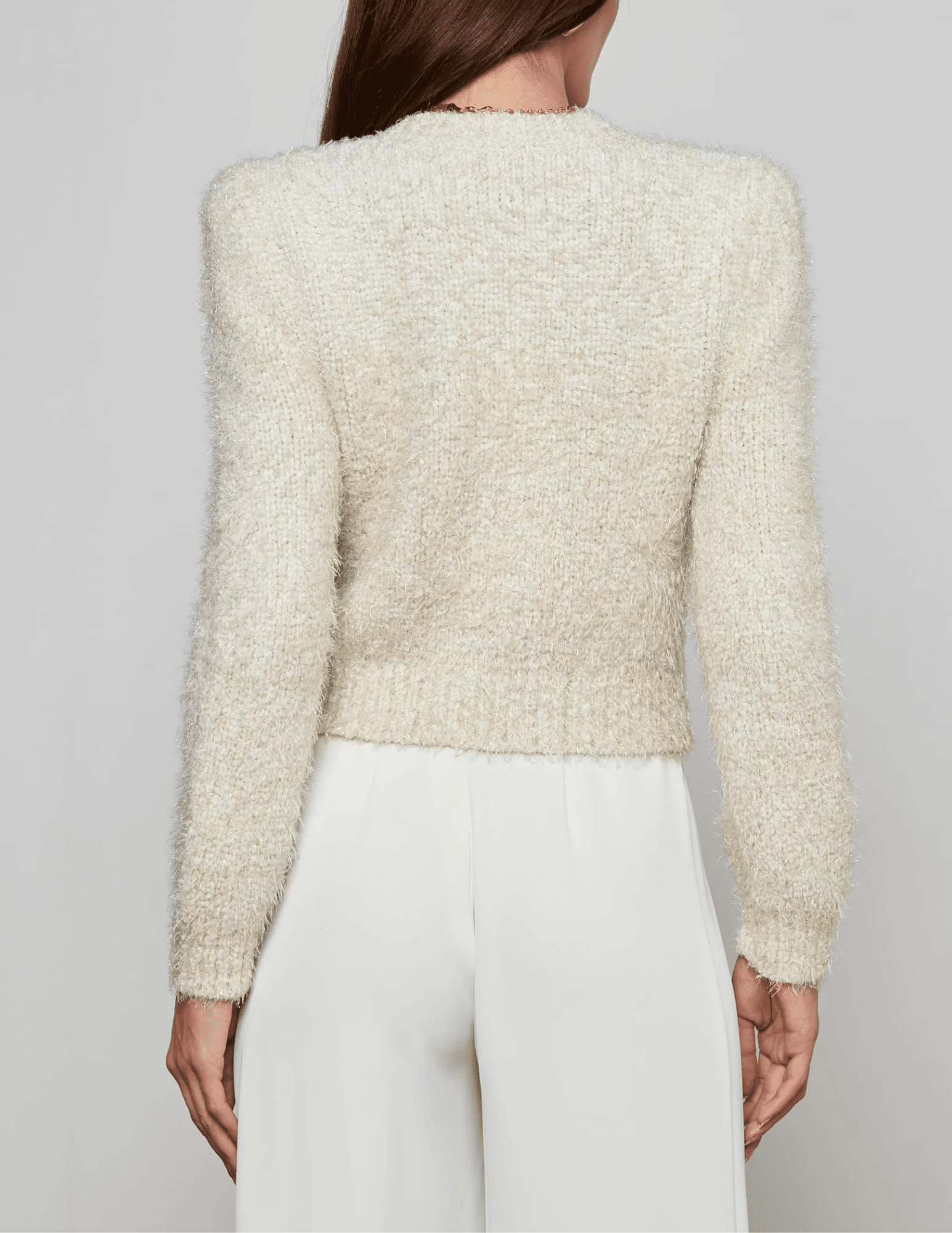 L'AGENCE L'Agence Una Knit Metallic Cardigan in Ivory Gold Multi