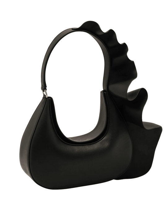 Cult Gaia Zoella shoulder bag in black leather with sculptural shape