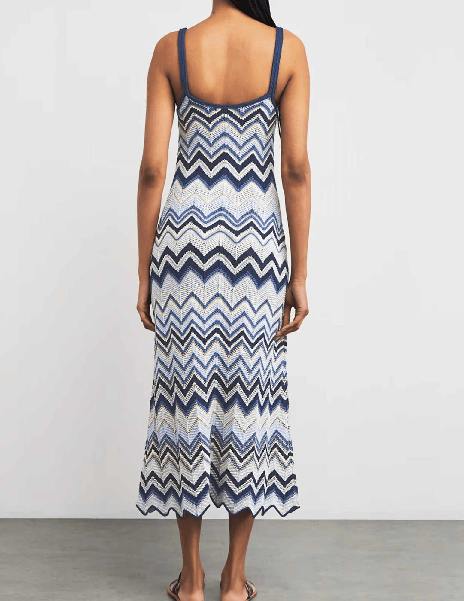knitted robe dress St. Barths La Robe Courtney Knit Midi Dress in Pink and Green Chevron
