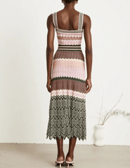 St. Barths La Robe Courtney Chevron Knit Midi Dress back view