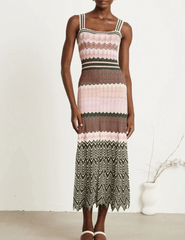 St. Barths La Robe Courtney Chevron Knit Midi Dress front view
