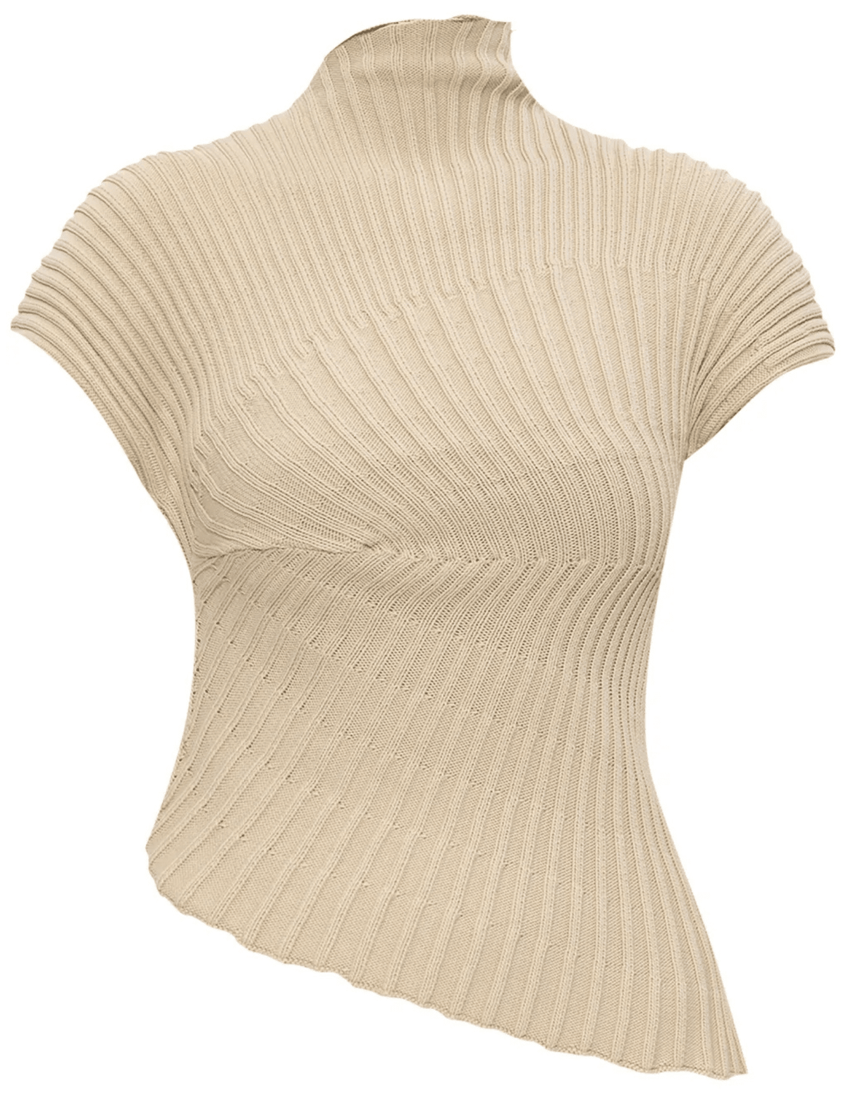 Cult Gaia Annemie Knit Top in Beach with asymmetrical neckline