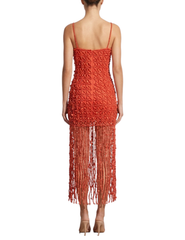 Back view of the Cult Gaia Calantha Beaded Gown showcasing the beaded construction and elegant silhouette