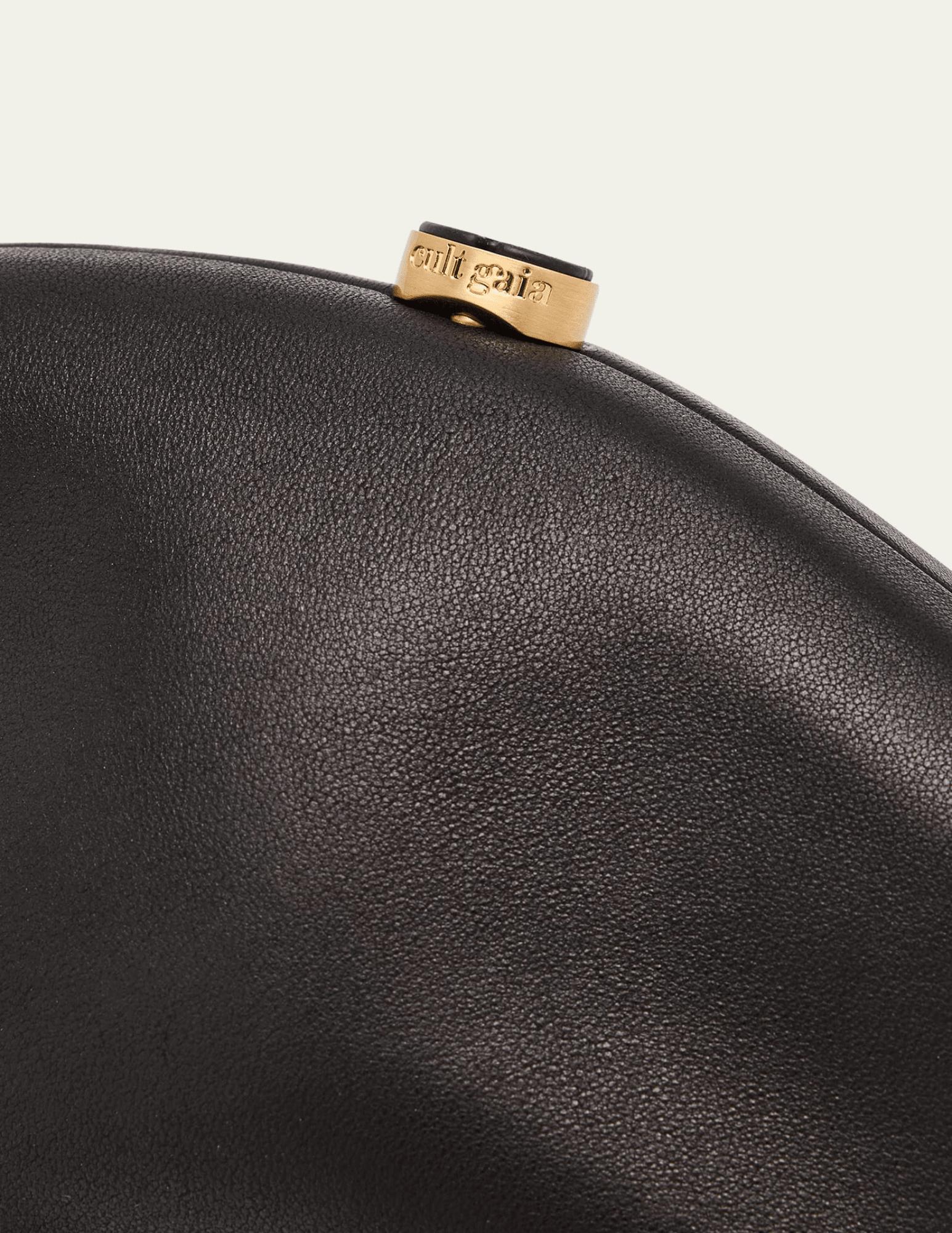 Cult Gaia Caldera Clutch in black leather with gold-toned clasp