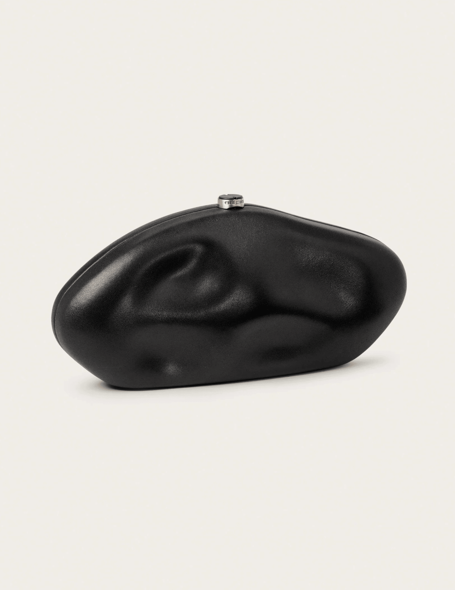 Cult Gaia Caldera Clutch in black leather with gold-toned clasp