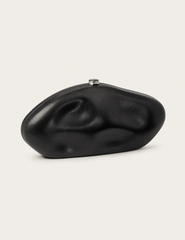 Cult Gaia Caldera Clutch in black leather with gold-toned clasp