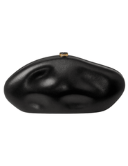 Cult Gaia Caldera Clutch in black leather with gold-toned clasp
