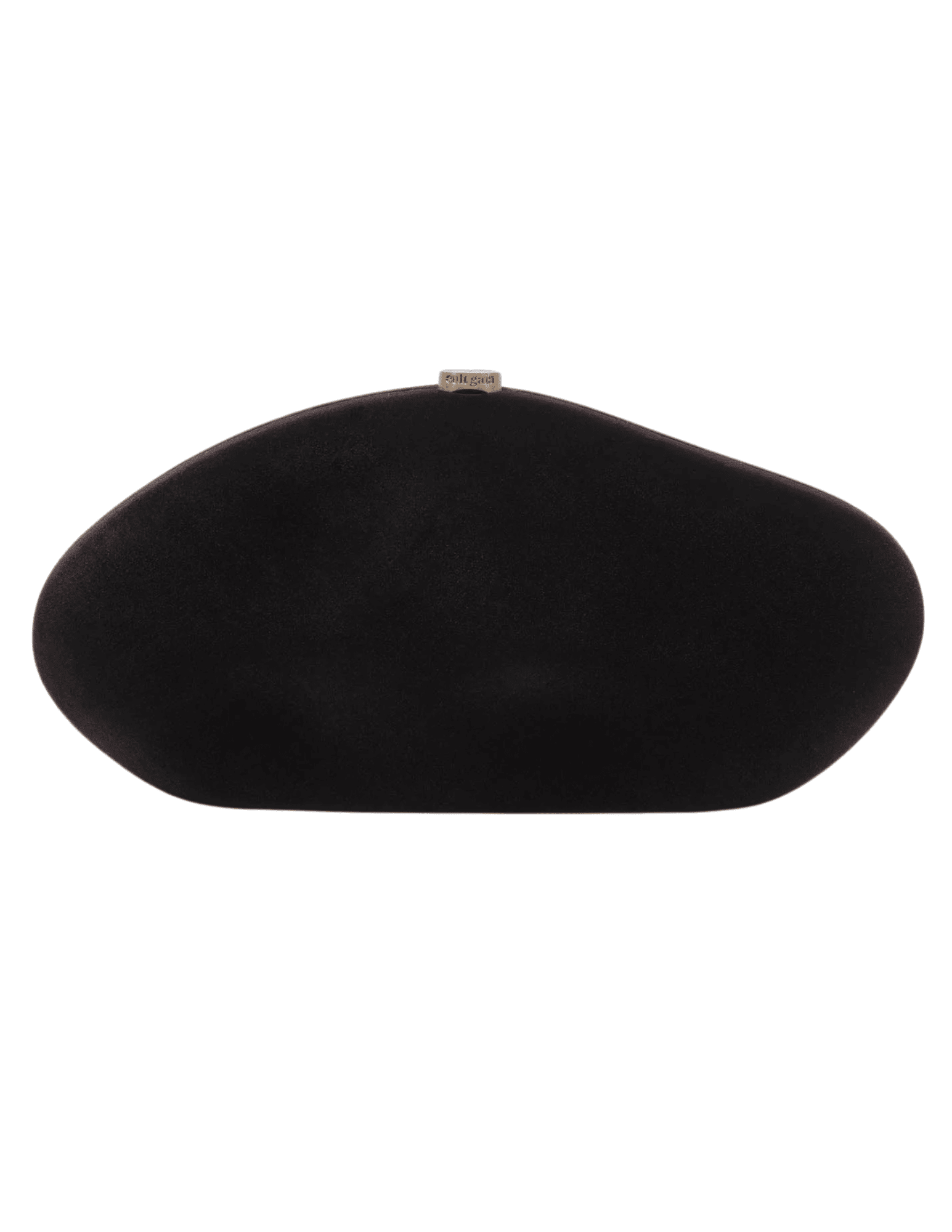 Cult Gaia Caldera Clutch in black velvet with gold clasp closure