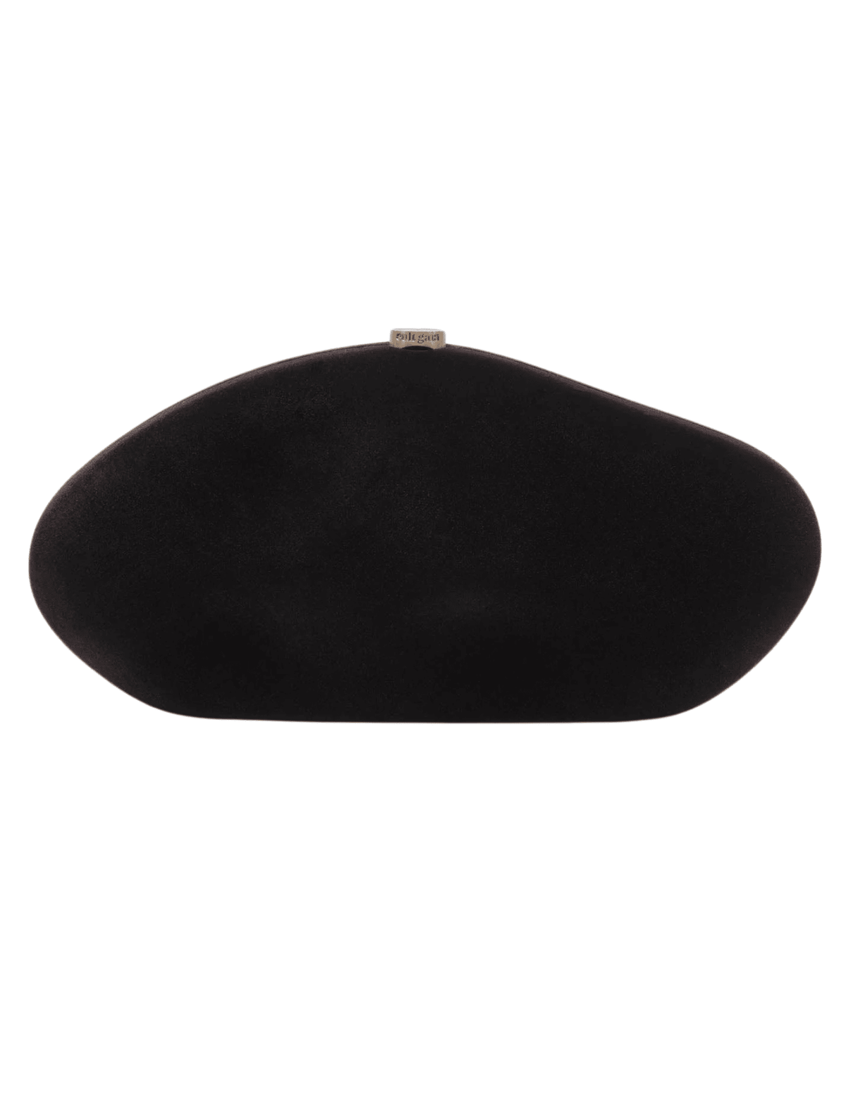 Cult Gaia Caldera Clutch in black velvet with gold clasp closure
