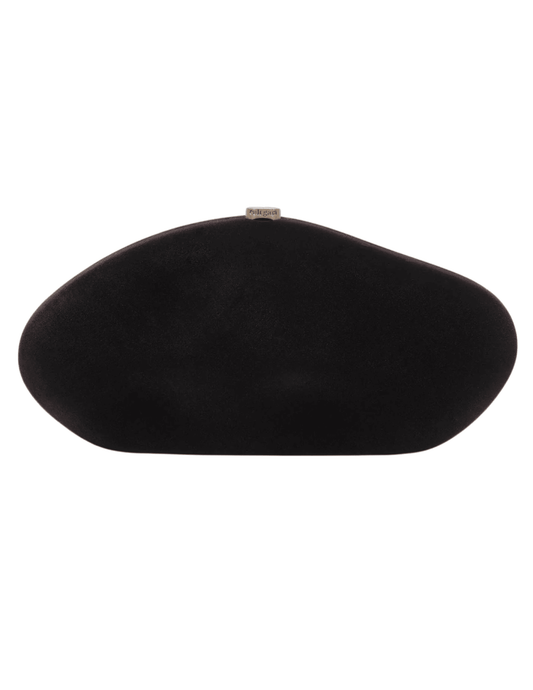 Cult Gaia Caldera Clutch in black velvet with gold clasp closure