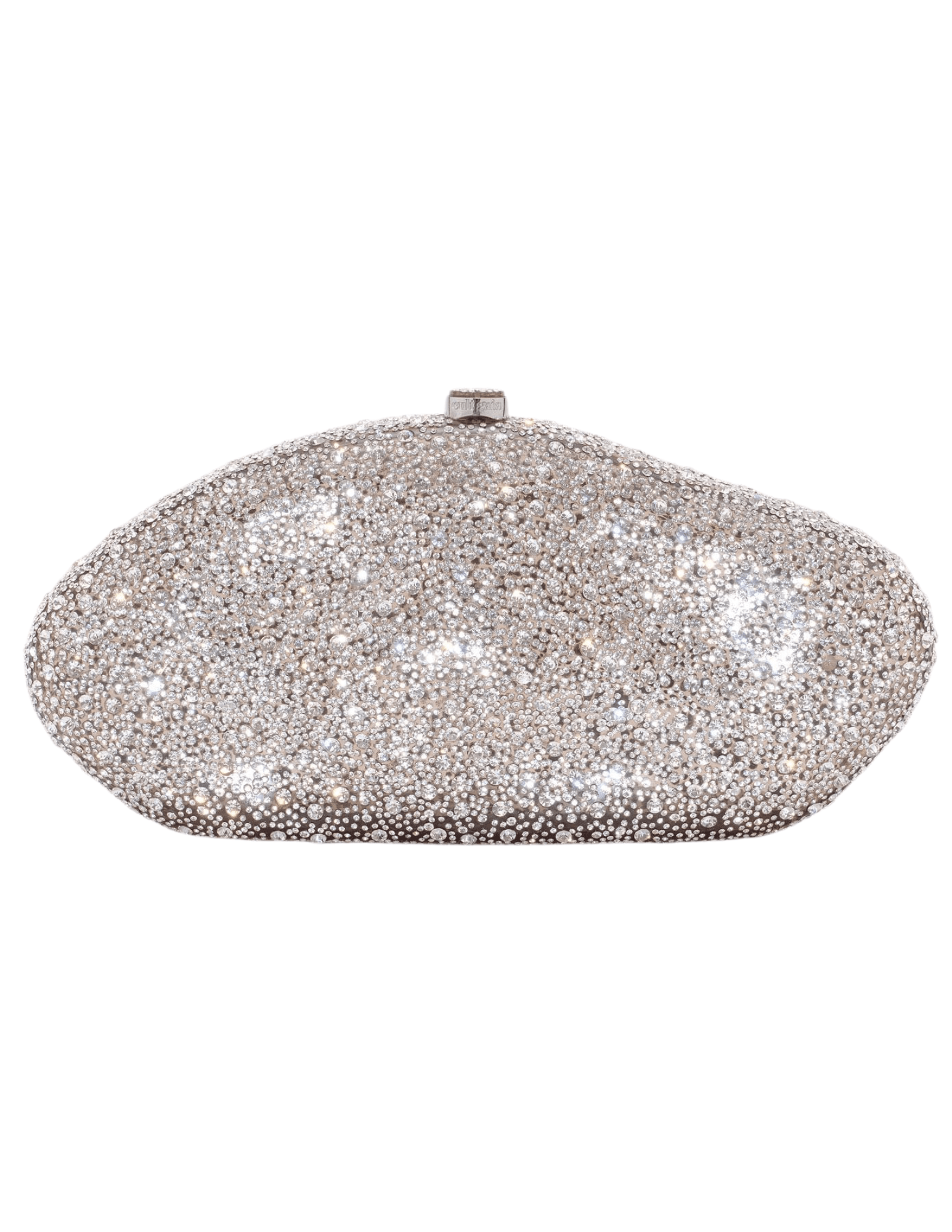 Cult Gaia Caldera Clutch in Clear with rhinestone-encrusted acrylic body.
