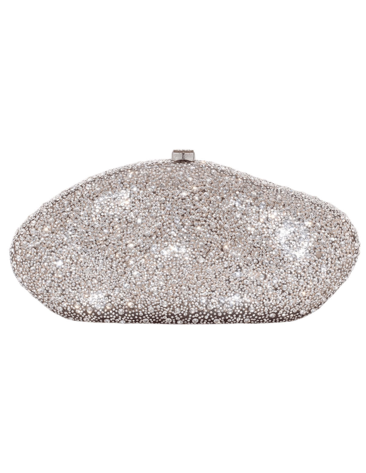 Cult Gaia Caldera Clutch in Clear with rhinestone-encrusted acrylic body.