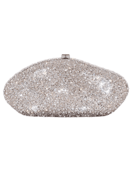 Cult Gaia Caldera Clutch in Clear with rhinestone-encrusted acrylic body.