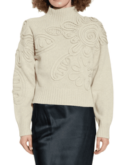 Front view of Cult Gaia Deva Knit Sweater in neutral Beach color