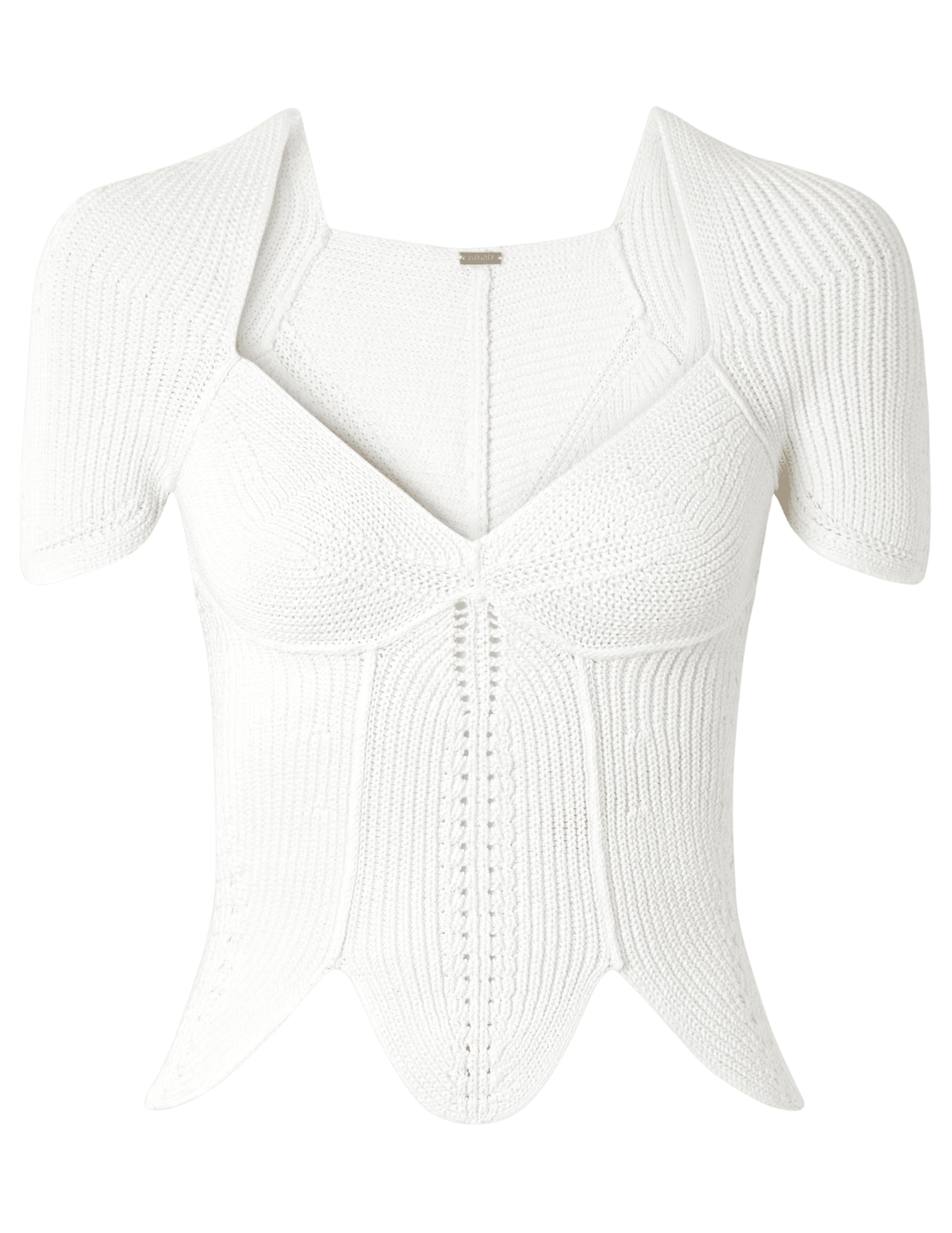 Cult Gaia Eliza knit top in off white with sculptural petal panels