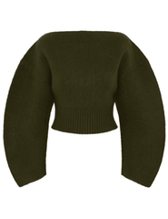 Cult Gaia Ella Rounded Sleeve Sweater in Deep Rosemary front view