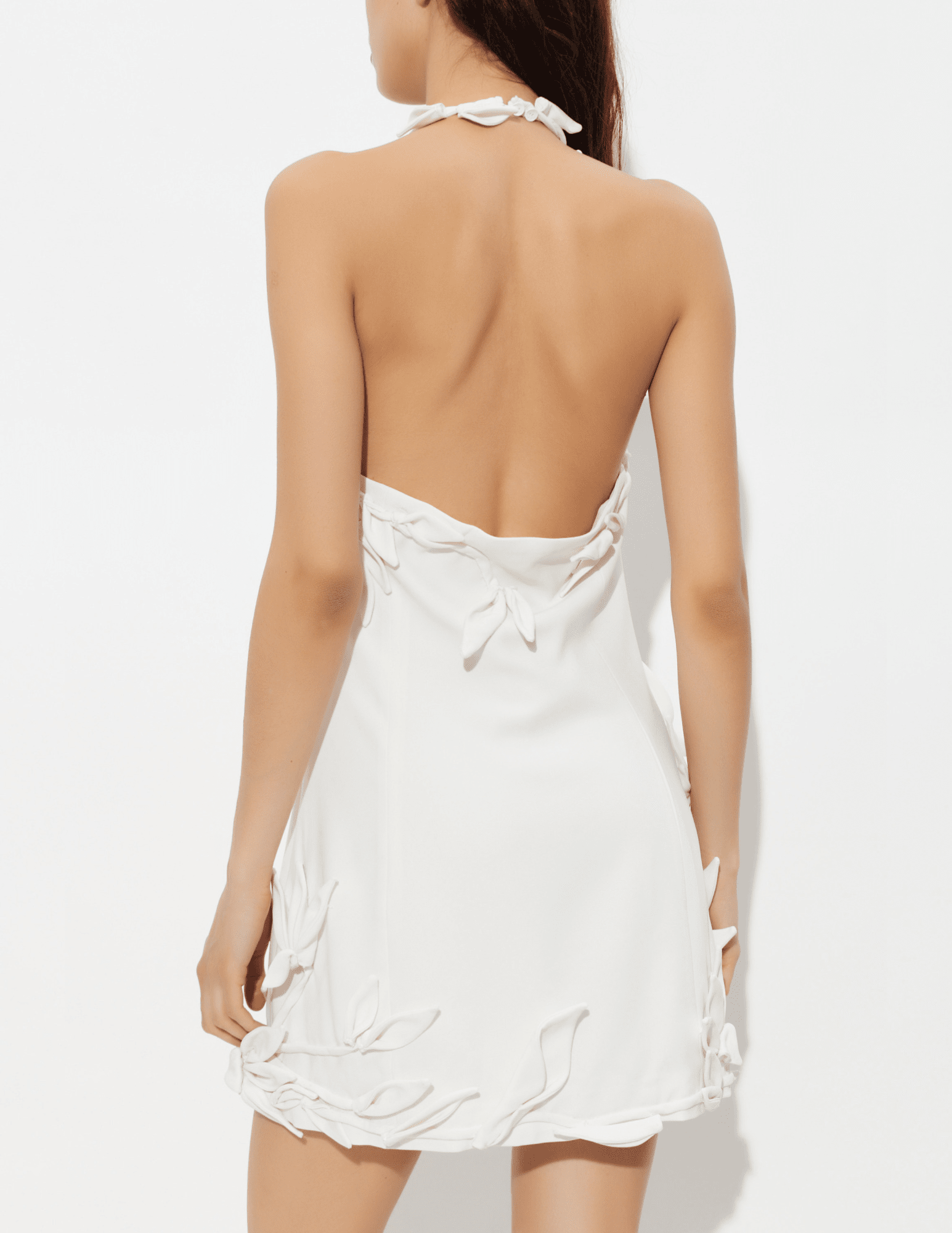 Front view of Cult Gaia Elliana halter mini dress