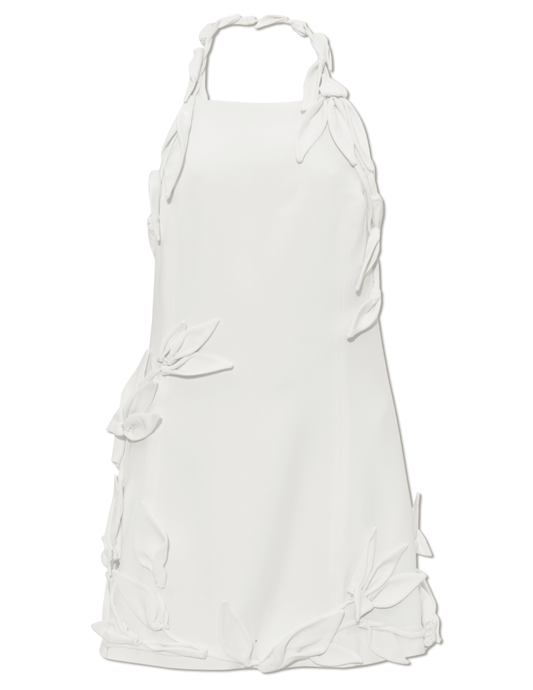 Cult Gaia Elliana mini dress in off white with sculptural halter neckline