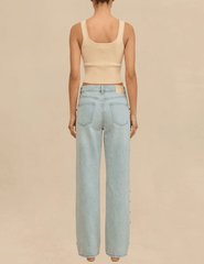 Back view of the Cult Gaia Elphie Low Rise Studded Jeans in Vintage Warm