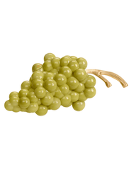 Side view of sculptural acrylic grape clutch by Cult Gaia.