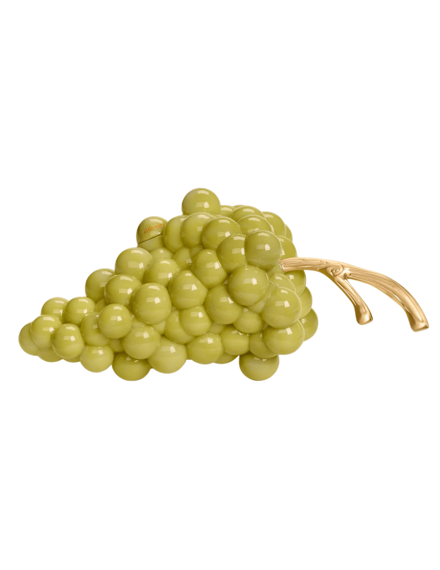 Cult Gaia Grape Acrylic Clutch in dominga green with brass handle.