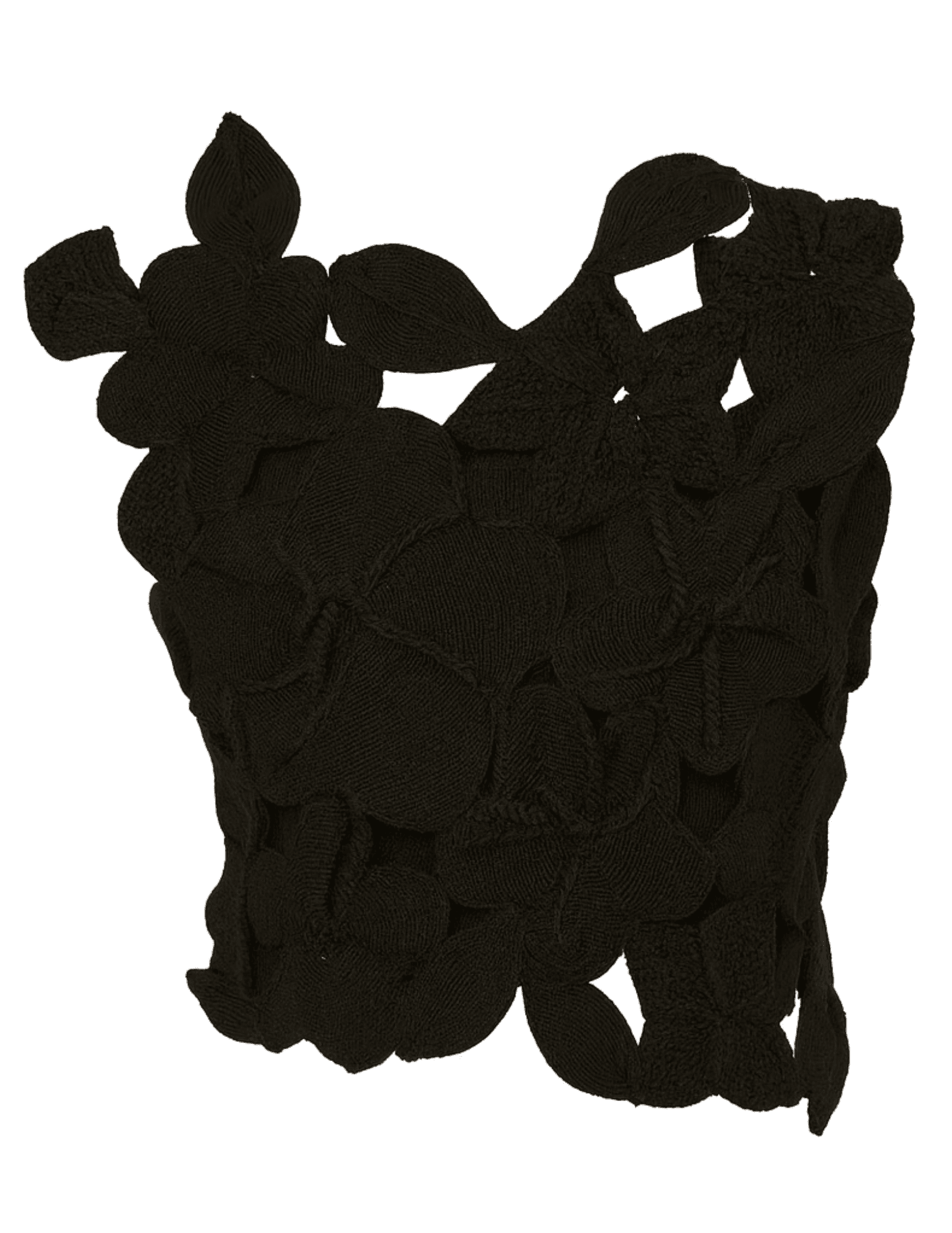 Cult Gaia Harrington Knit Top in black crochet with floral appliqué details