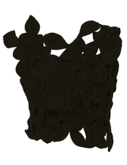 Cult Gaia Harrington Knit Top in black crochet with floral appliqué details