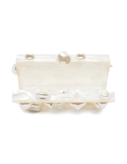 Cult Gaia sculptural ivory clutch handbag for cocktail and evening wear-open-detail