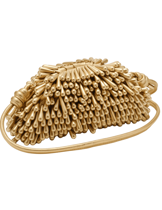 Side view of Cult Gaia Jaala Beaded Nano Crossbody Brass