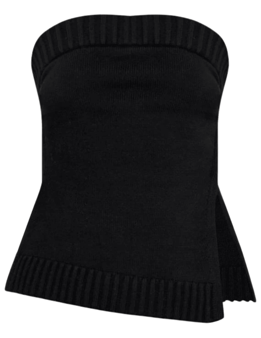 Cult Gaia Lou Strapless Knit Top in Black 