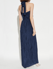 Cult Gaia Nailah halter gown with front cutouts and origami plissé fabric