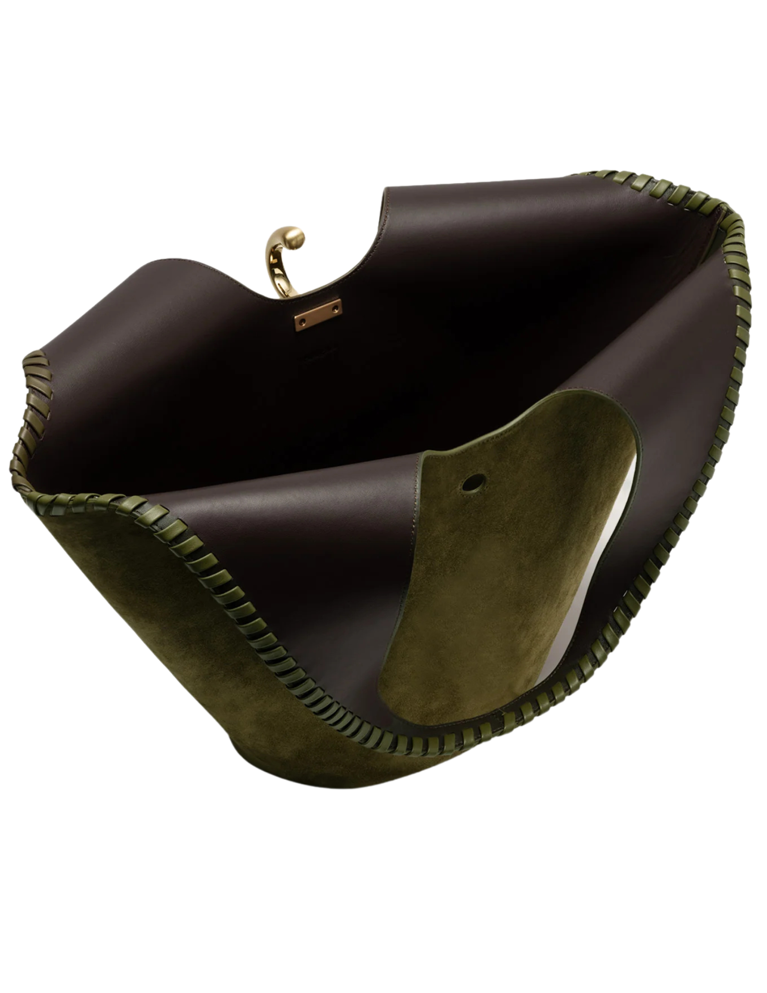 Cult Gaia Nova Suede Tote in Rosemary open