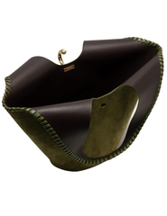 Cult Gaia Nova Suede Tote in Rosemary open