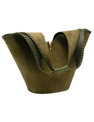Side view of Cult Gaia Nova Suede Tote in Rosemary