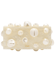 Cult Gaia Orbs Clutch in ivory pearlized acrylic with abstract orb design