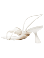 Cult Gaia Ria Sandal in Antique White with sculptural comma heel side view