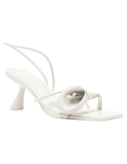Cult Gaia Ria Sandal in Antique White with sculptural comma toe side view