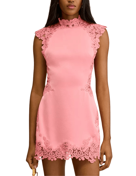 Front view of Cult Gaia Riti Embroidered Mini Dress Bubble