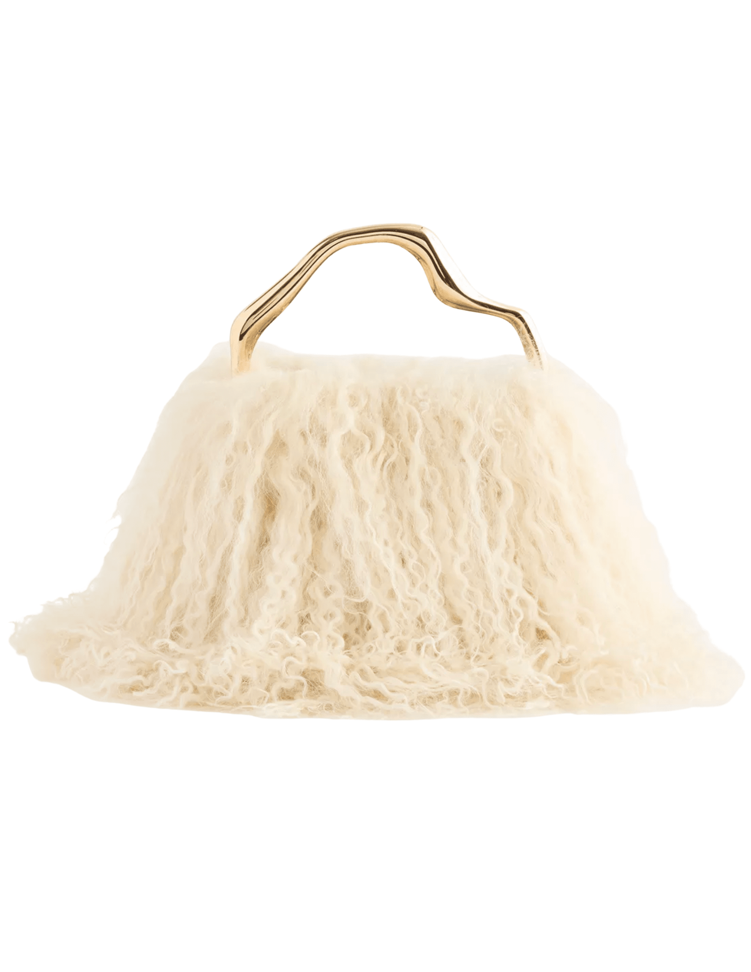 Cult Gaia Solene Shearling Mini Bag Natural