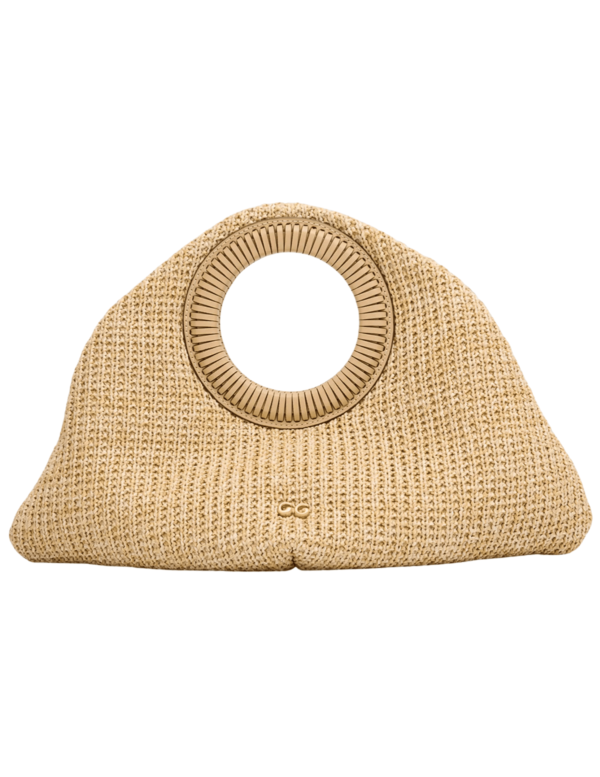 Cult Gaia Thais Top Handle Bag in natural woven straw with round handle