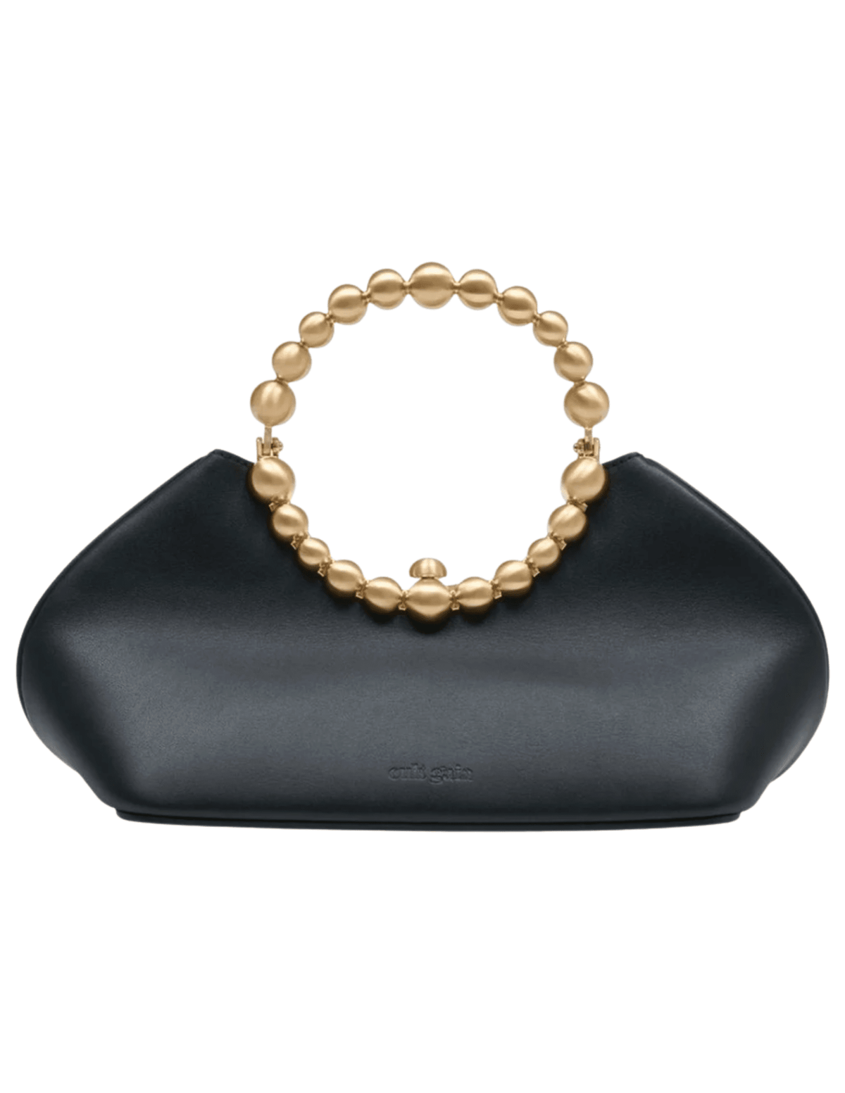 Cult Gaia Una black leather handbag with round beaded handle
