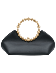 Cult Gaia Una black leather handbag with round beaded handle
