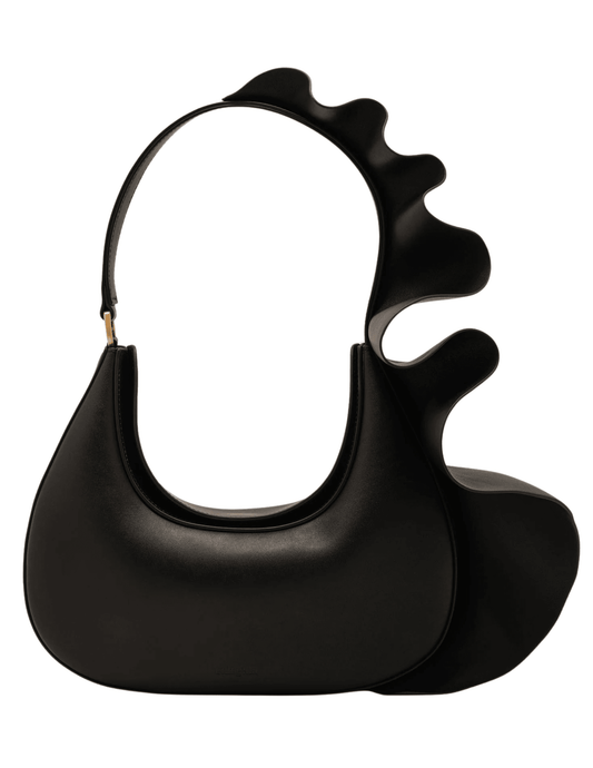 Cult Gaia Zoella shoulder bag in black leather with sculptural shape