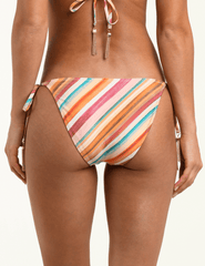 Front view of L’AGENCE Britt tie-side bikini bottom in multi watercolor stripe