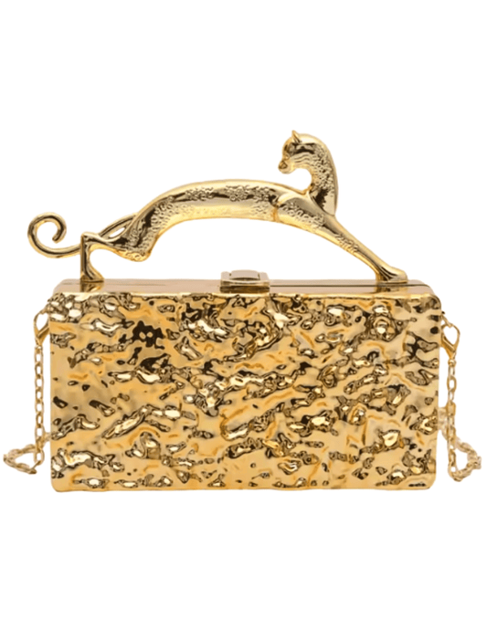 Fleur de Camélia - Fleur de Camélia Cheetah Handle Metallic Clutch - Buy Online