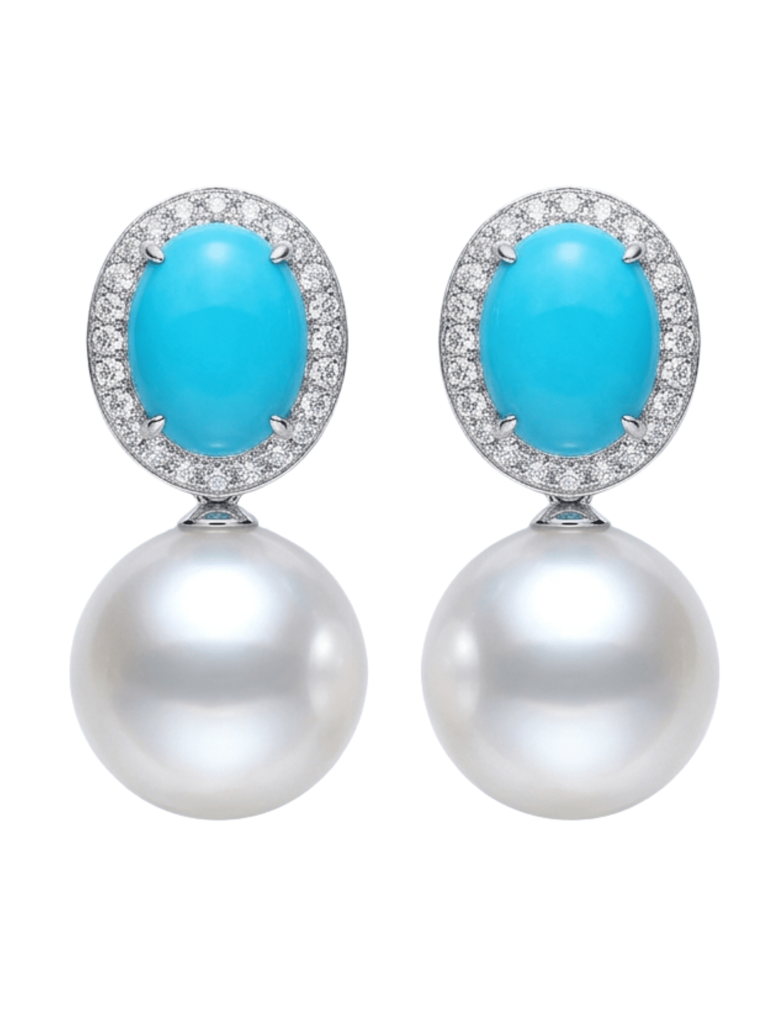 Fleur de Camélia Abigale Pearl Dangle Earrings in Blue & Silver